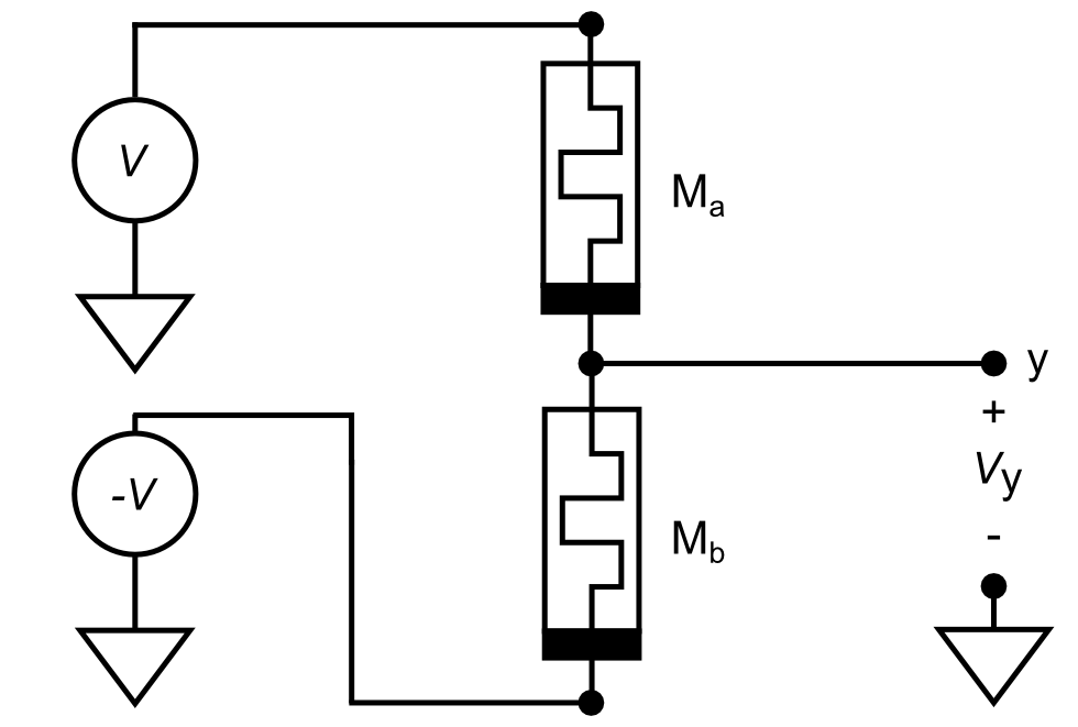 A differential pair of memristors forms a synapse.