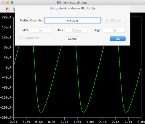 ltspice memristor horizontal axis